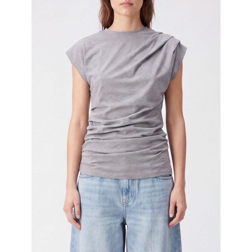Ganni Women Draped Slim Fit Top Ganni In Organic Cotton With Cap Sleeves